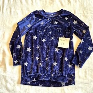 Gymboree girls size 7/8 or Medium Winter Star blue velour with silver star shirt